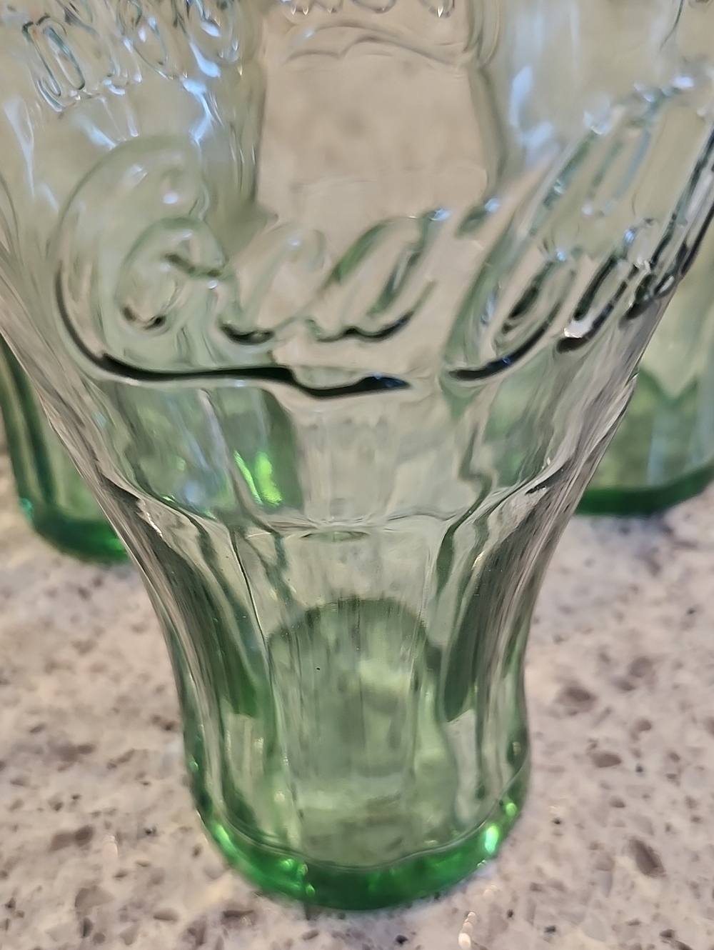 Coca Cola Green Fluted Glasseswith Embossed Logo Set Of 3